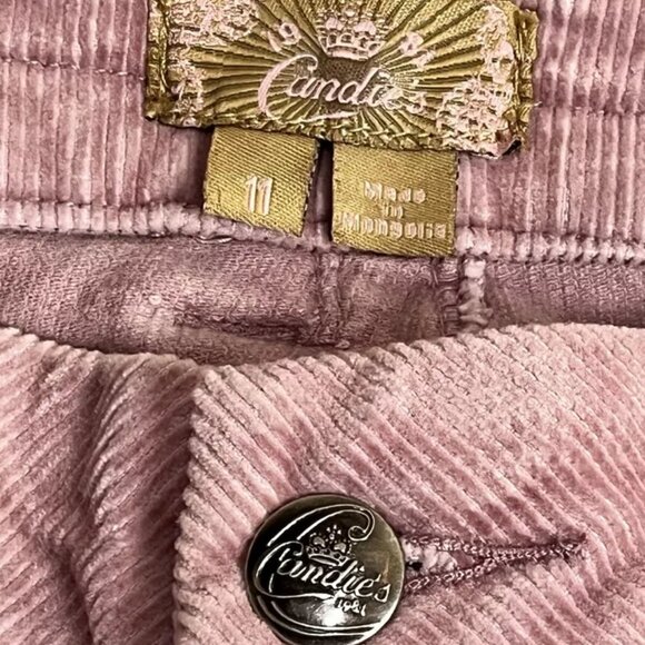 CANDIES Corduroy Pant Women Junior 11 Pink Wide Leg Boot Flare Stretch Y2K Thick - Picture 5 of 6